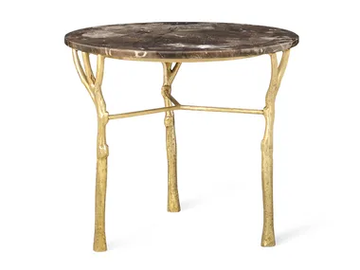 BOSQUE - Round brass and marble high side table by JOSÉ LEITE DE CASTRO - view 2